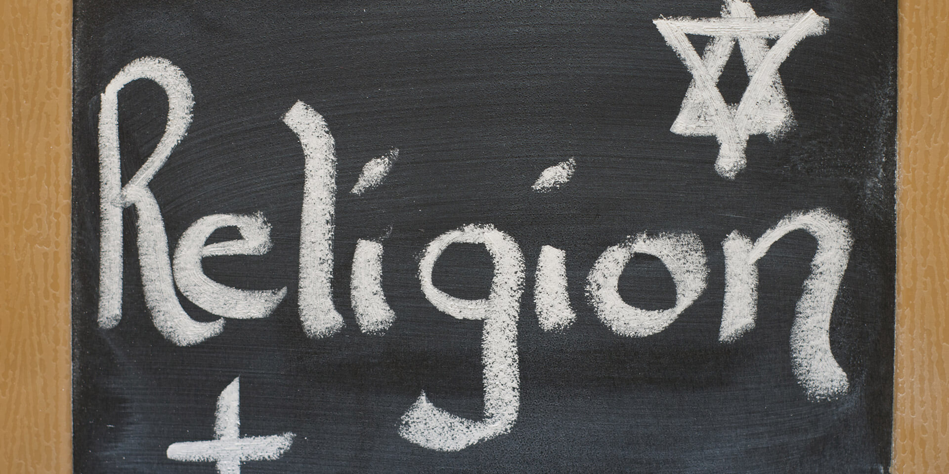 Tafel mit dem Wort Religionsunterricht